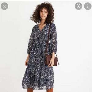Madewell Dresses Madewell Tie Waist Midi Dress In Harvest Vine Blue Floral MED
